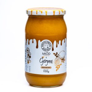 MIÓD Z CYTRYNĄ 1150g POLSKI z PASIEKI PORĘBSKI NATURALNY ŚWIEŻY CYTRYNOWY